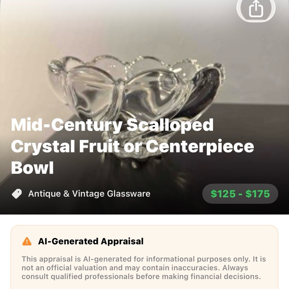 Clear Scalloped Crystal Fruit/Centerpiece Bowl - Clear